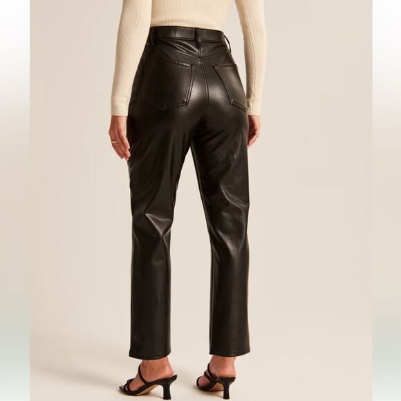 Abercrombie & Fitch Curve Love Vegan Leather Ankle‎ Straight Ultra High Rise 10 - Picture 3 of 16